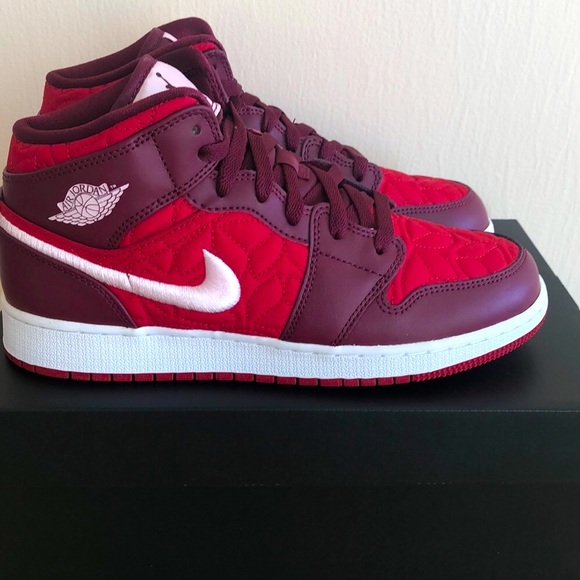 Nike Shoes - ❤️NIKE AIR JORDAN 1 MID SE GS RED QUILTED SNEAKERS